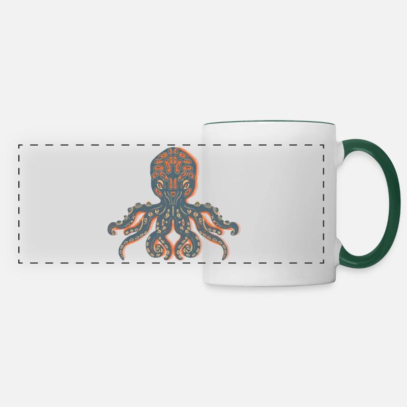 Retro Octopus - Panoramic Mug - white/dark green