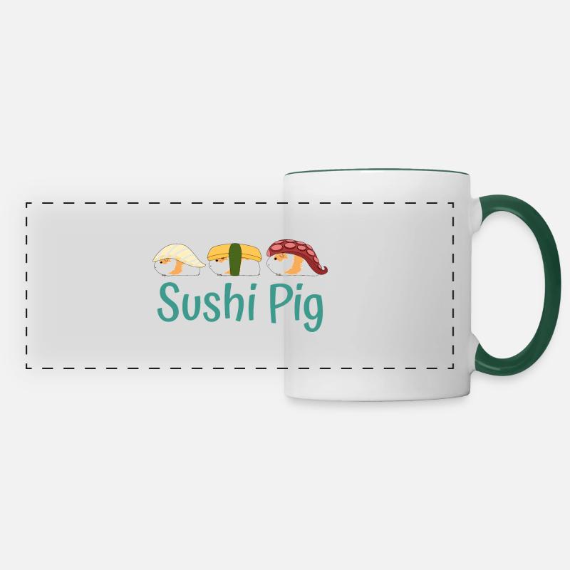 Sushi Cobaye - Mug panoramique contrasté et blanc - blanc/vert foncé
