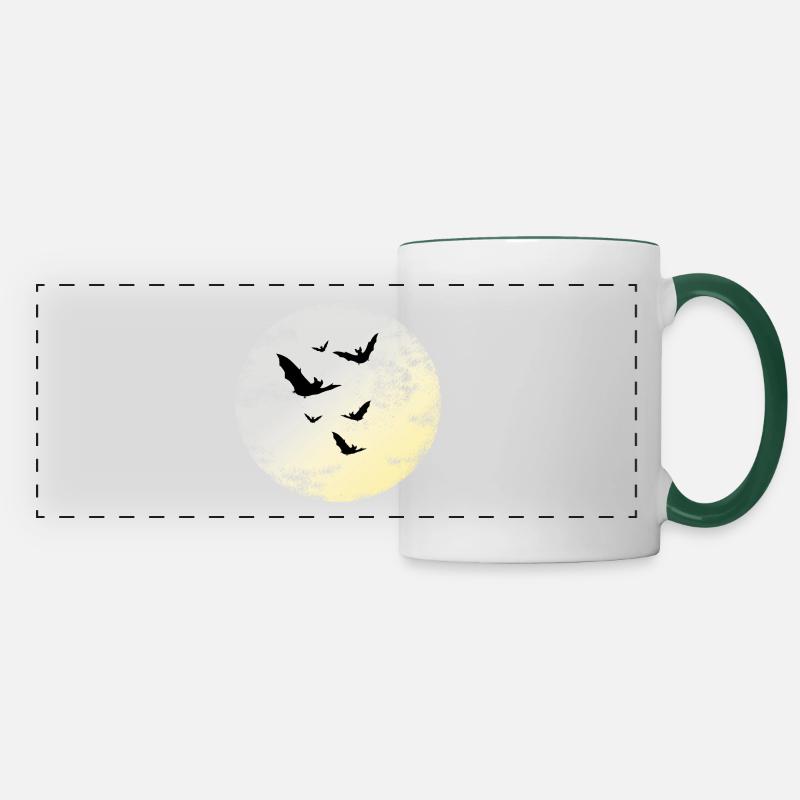 Bats in the moonlight - Panoramic Mug - white/dark green