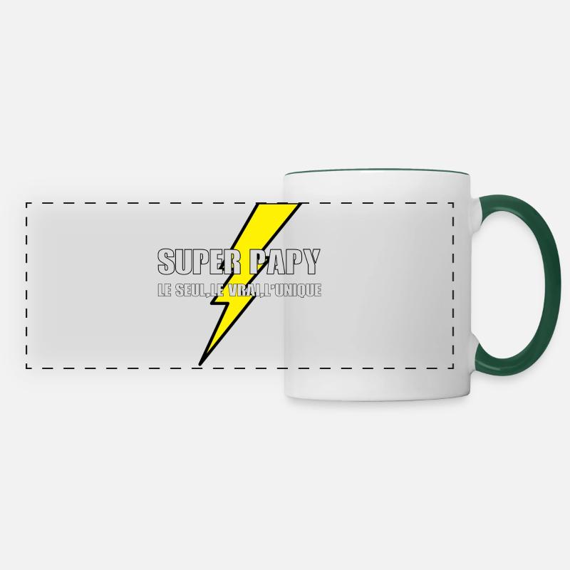 Super papy - Mug panoramique contrasté et blanc - blanc/vert foncé