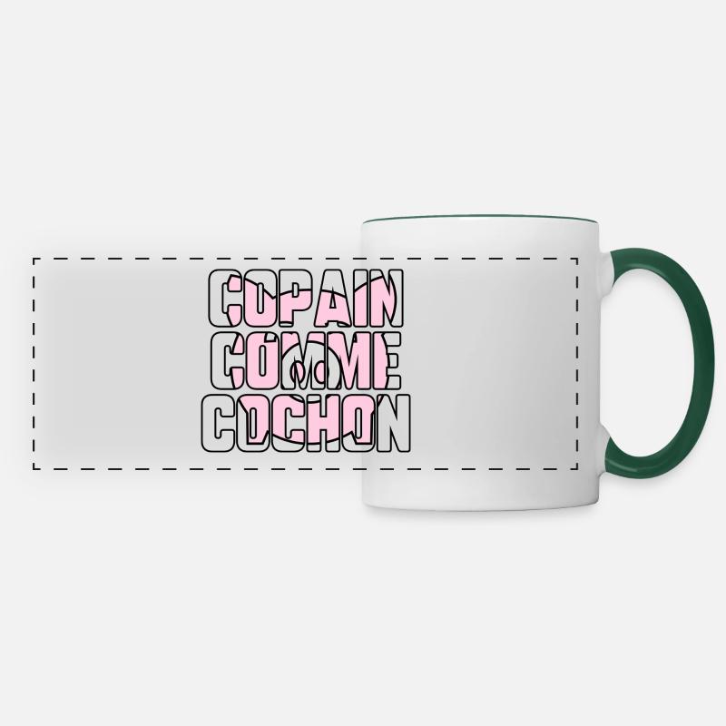 Copain comme cochon - Mug panoramique contrasté et blanc - blanc/vert foncé
