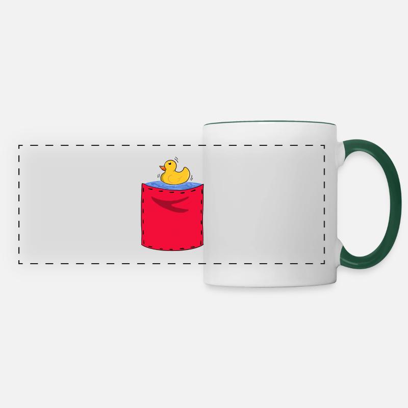 pocket series rubber duck pocket - Panoramic Mug - white/dark green