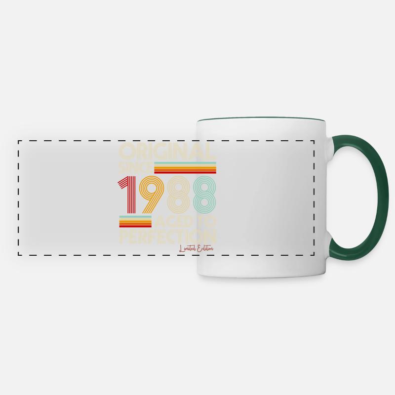 1988 - Mug panoramique contrasté et blanc - blanc/vert foncé
