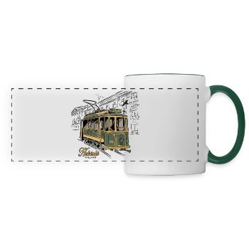 Helsinki Old Tram, Textiles, products - Panoramic Mug - white/dark green - Front