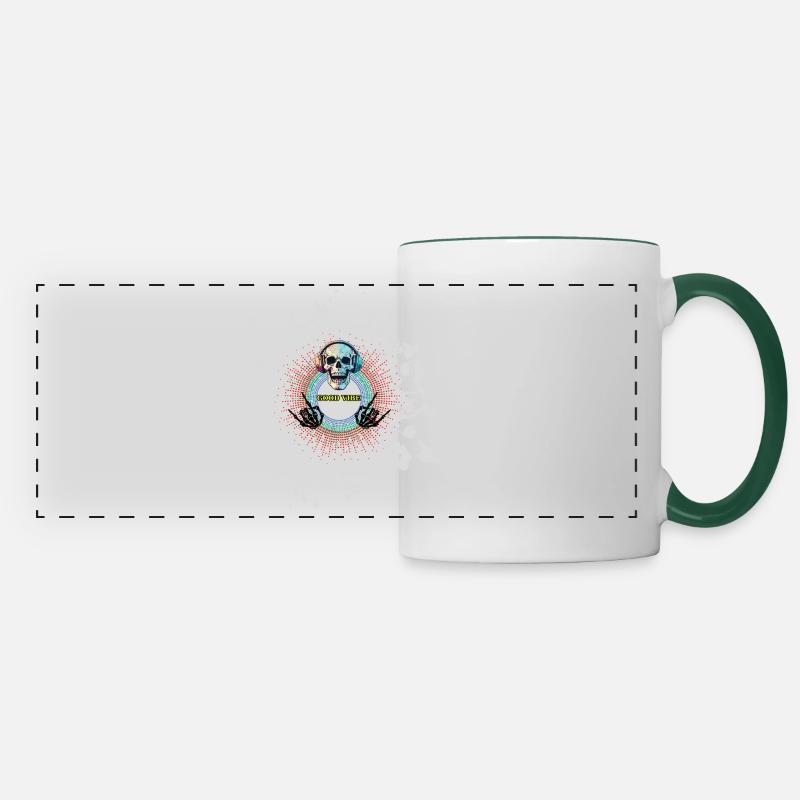 Crâne de musique - Mug panoramique contrasté et blanc - blanc/vert foncé