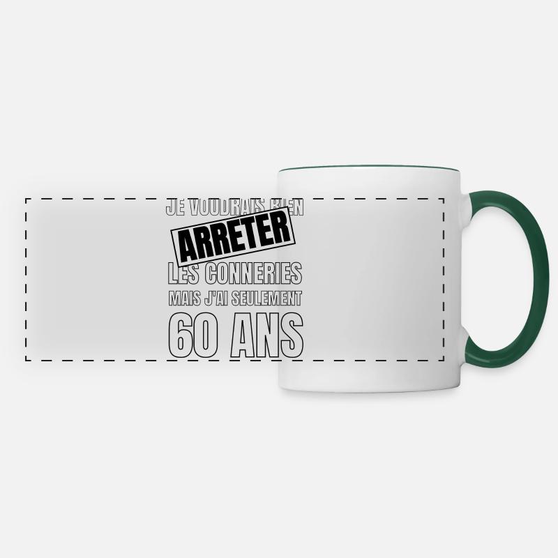 60 ans - Mug panoramique contrasté et blanc - blanc/vert foncé