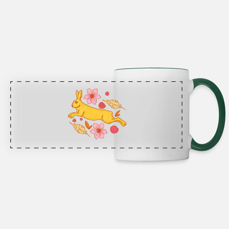 Colorful Easter Bunny - Panoramic Mug - white/dark green