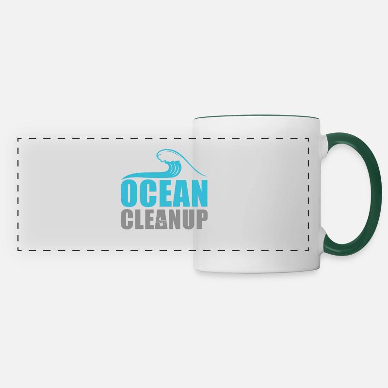 Ocean CleanUp - Panoramatasse - Weiß/Dunkelgrün