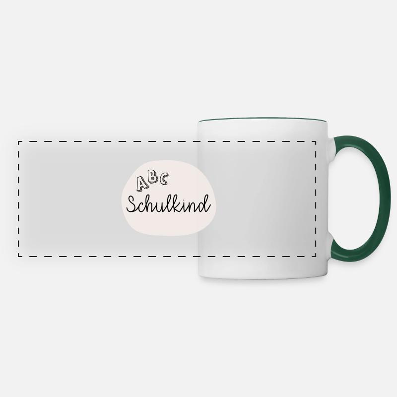 Schulkind ABC - Panoramatasse - Weiß/Dunkelgrün