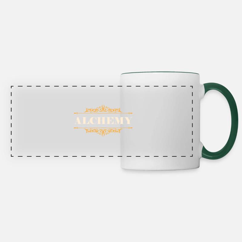 Alchemy lettering - Panoramic Mug - white/dark green