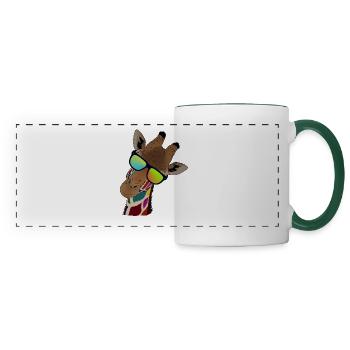 Regenbogen Giraffe mit Sonnebrille Geschenkidee - Panoramatasse - Weiß/Dunkelgrün - Vorne