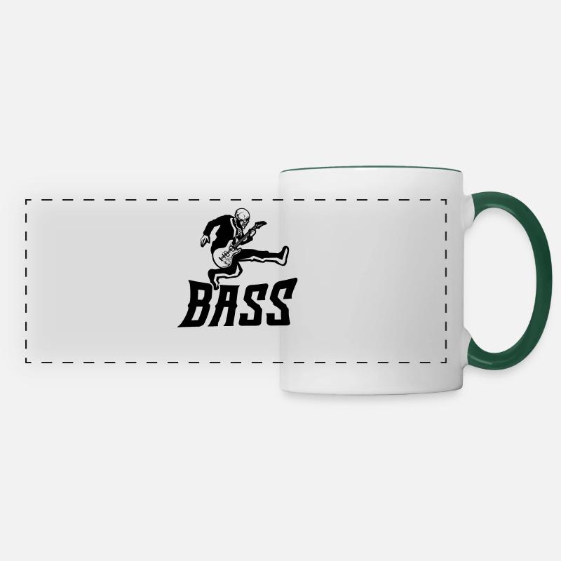 Gitarre, E-Gitarre, Bass, Geschenk, Geschenkidee - Panoramatasse - Weiß/Dunkelgrün