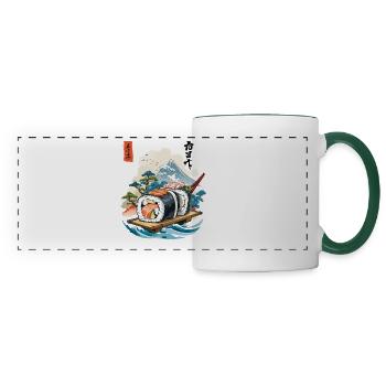 Ukiyo-E Sushi Artwork Design - Panoramic Mug - white/dark green - Front