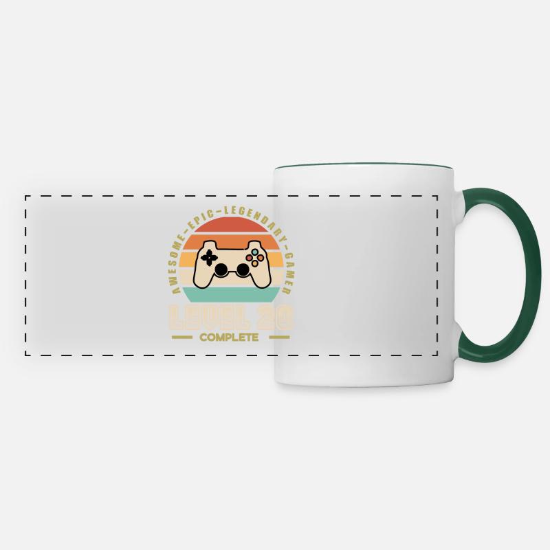 Level 20 ans - Mug panoramique contrasté et blanc - blanc/vert foncé