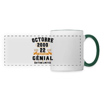 22 Ans Anniversaire Vintage Né(e) en Octobre 2000 - Mug panoramique contrasté et blanc - blanc/vert foncé - Devant