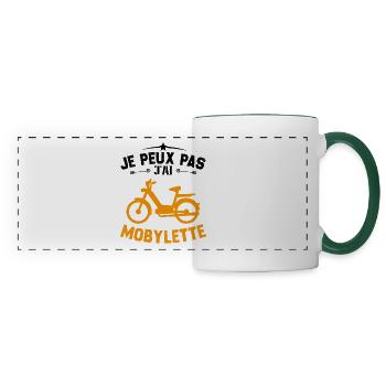 Je Peux Pas J'ai Mobylette Cadeau - Mug panoramique contrasté et blanc - blanc/vert foncé - Devant