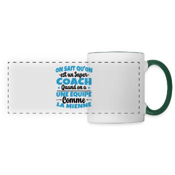 On Sait Qu'on est un Super Coach Cadeau Entraineur - Mug panoramique contrasté et blanc - blanc/vert foncé - Devant