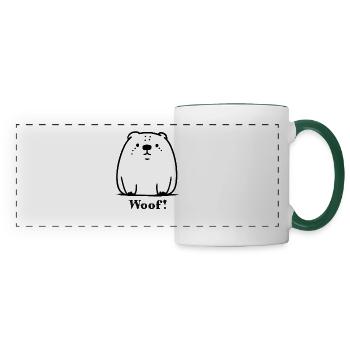 Woof: Cartoon Dog - Panoramic Mug - white/dark green - Front