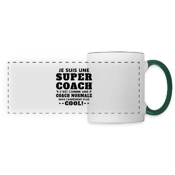 Une Super Coach Idée Femme Cadeau Humour - Mug panoramique contrasté et blanc - blanc/vert foncé - Devant