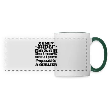Une Super Coach Idée Femme Cadeau Humour - Mug panoramique contrasté et blanc - blanc/vert foncé - Devant