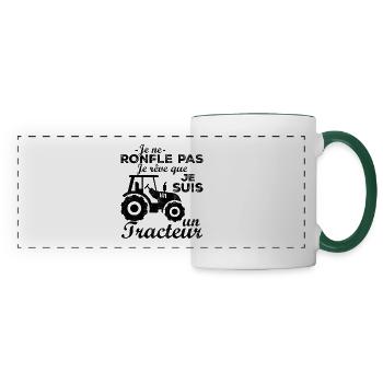 Je ne ronfle pas je rêve que je suis un tracteur - Mug panoramique contrasté et blanc - blanc/vert foncé - Devant