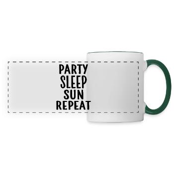 Party Sleep Sun Repeat – Sommer Lifestyle - Panoramatasse - Weiß/Dunkelgrün - Vorne