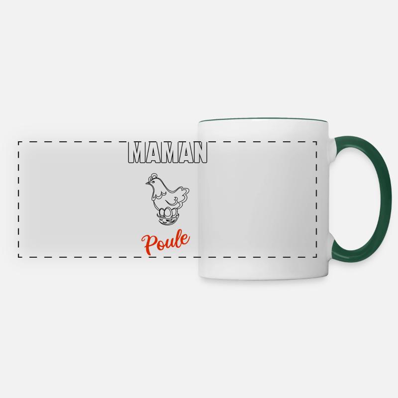 Maman poule - Mug panoramique contrasté et blanc - blanc/vert foncé