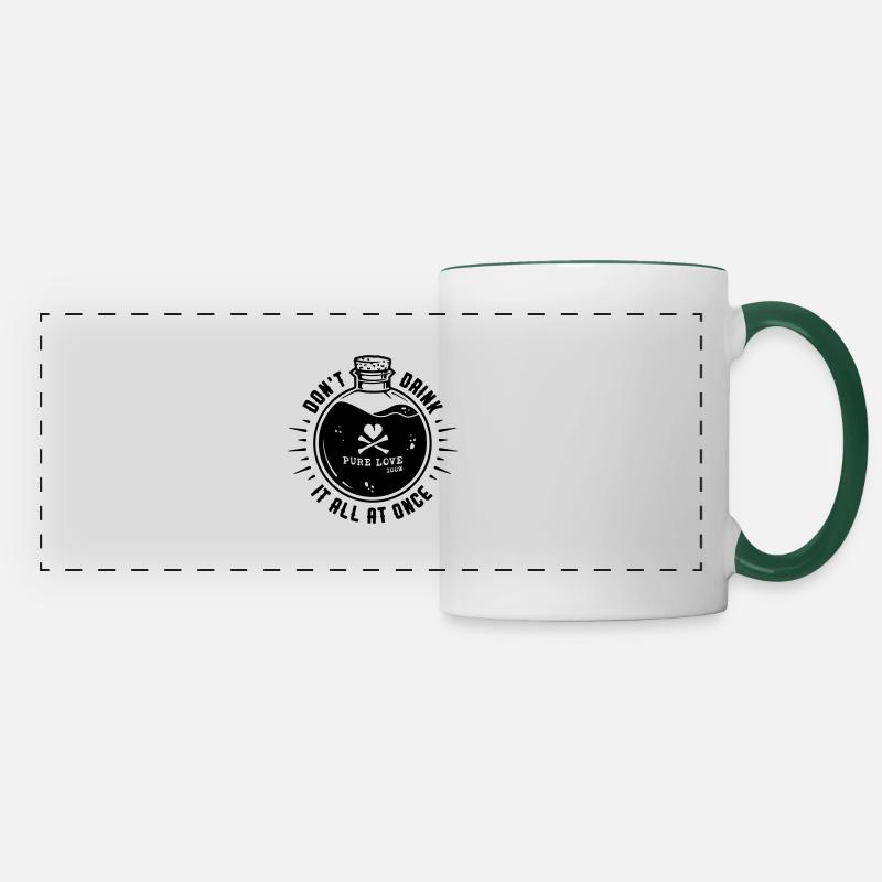 A bottle full of love | Illustration Love - Panoramic Mug - white/dark green