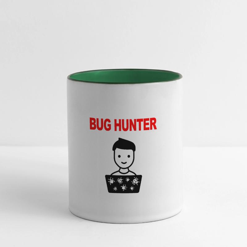Bug Hunter, Logiciel Testing, Programmeur, IT, Bugs Mug panoramique contrasté et blanc