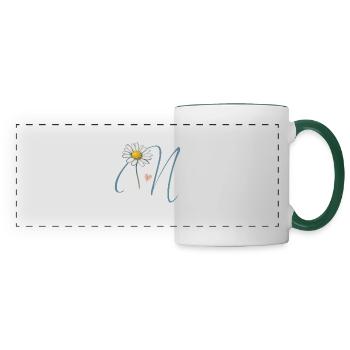 Lettre N Daisy Heart - Mug panoramique contrasté et blanc - blanc/vert foncé - Devant