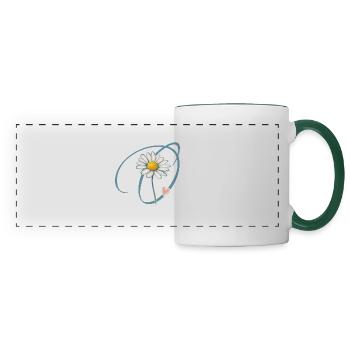 Lettre de cœur de marguerite O - Mug panoramique contrasté et blanc - blanc/vert foncé - Devant