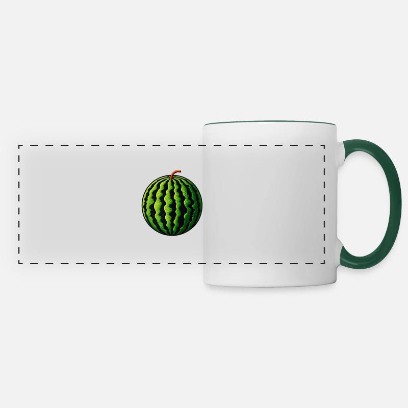 Embroidered watermelon - Panoramic Mug - white/dark green
