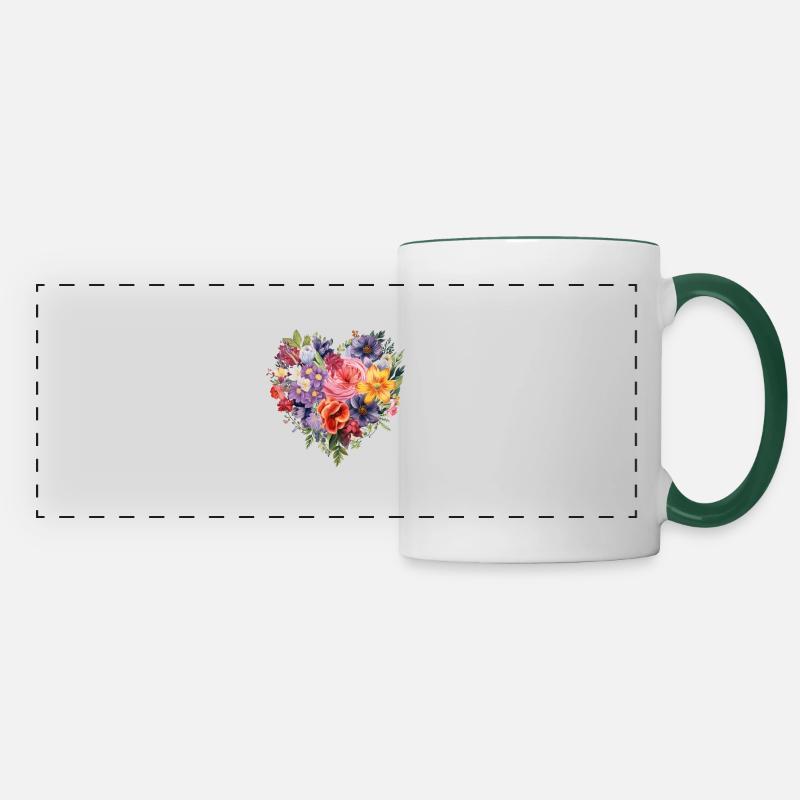 Amour de fleur de printemps - Mug panoramique contrasté et blanc - blanc/vert foncé