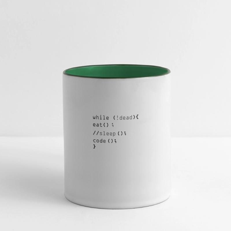 While Not Dead Eat Programmeur de code Sleep Hacker Mug panoramique contrasté et blanc