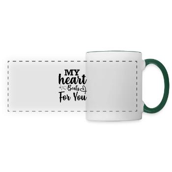 My heart beats for you - citation positive - Mug panoramique contrasté et blanc - blanc/vert foncé - Devant