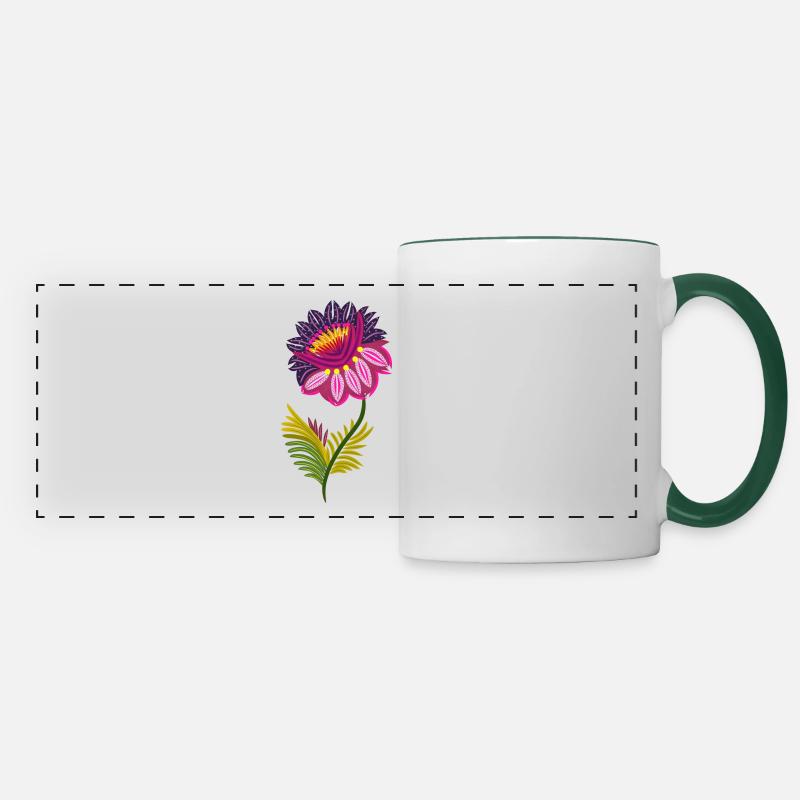 Belles fleurs isolées - Mug panoramique contrasté et blanc - blanc/vert foncé
