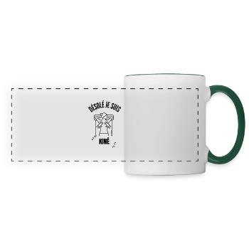 Désolé je suis kiné - Mug panoramique contrasté et blanc - blanc/vert foncé - Devant