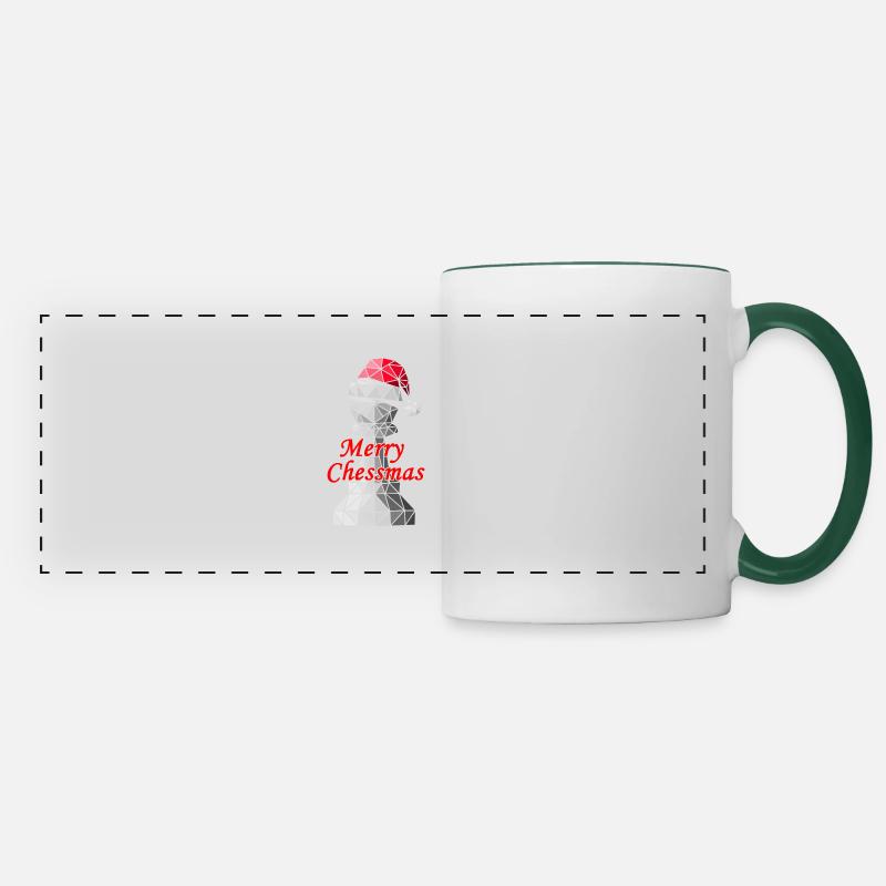 Christmas chess pawn with Santa hat - Panoramic Mug - white/dark green