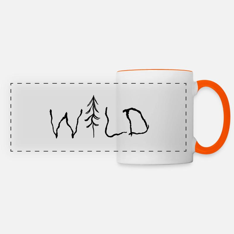 Wild lettering with tree - Panoramic Mug - white/orange