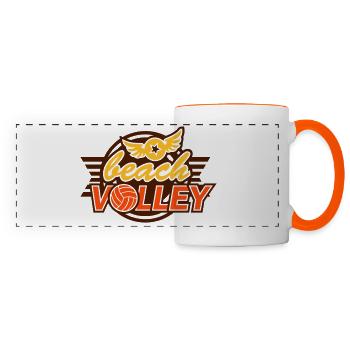Beach Volley (emblème, lettrage) - Mug panoramique contrasté et blanc - blanc/orange - Devant