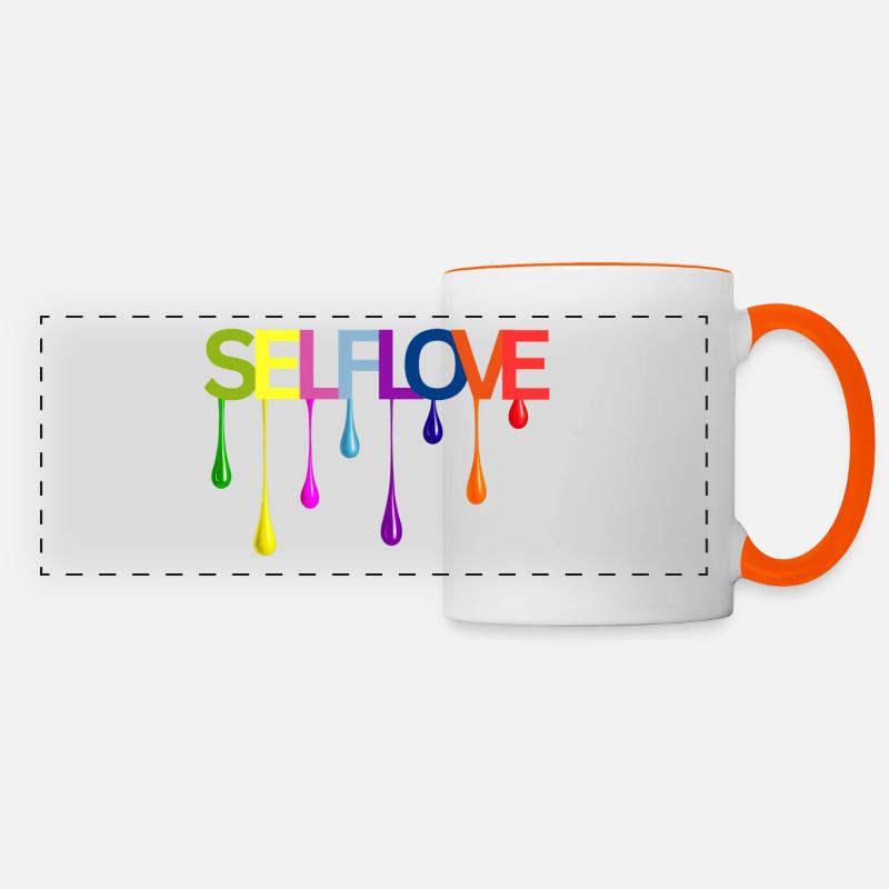 Amour de soi - Mug panoramique contrasté et blanc - blanc/orange