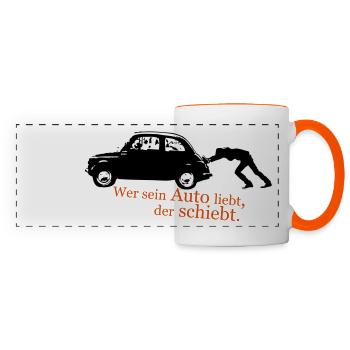 Wer sein auto liebt - Panoramatasse - Weiß/Orange - Vorne