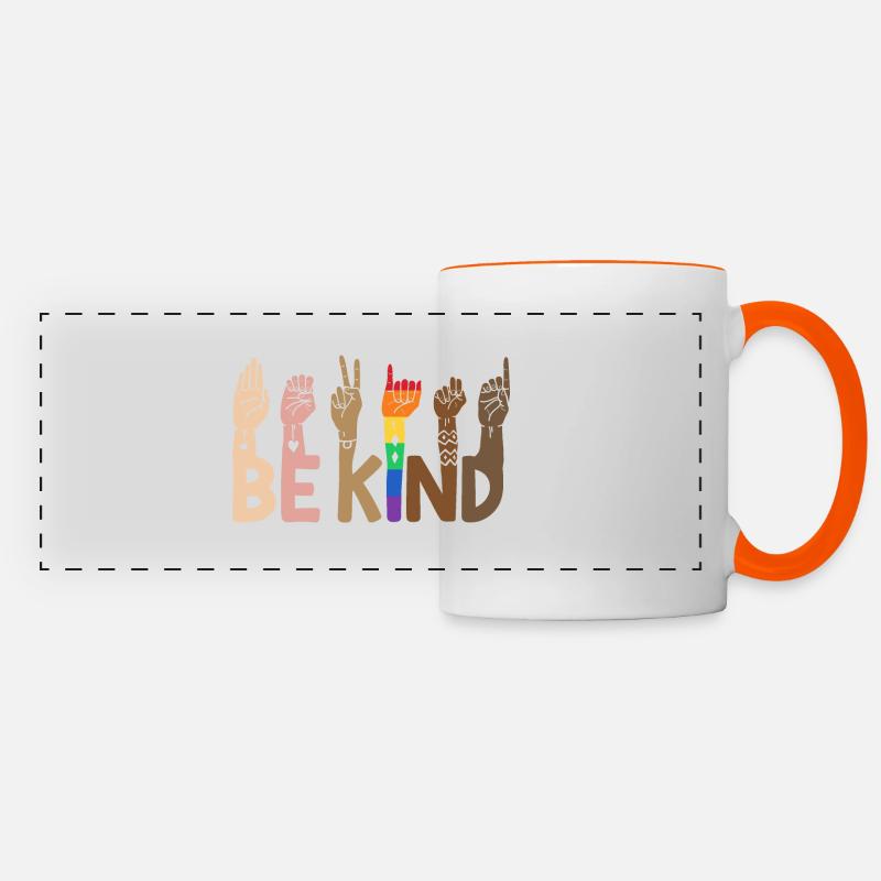 Be Kind LGBT Regenbogen - Panoramatasse - Weiß/Orange