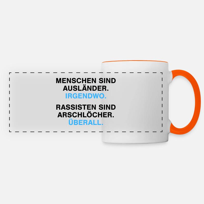 Menschen sind Ausländer - Panoramatasse - Weiß/Orange