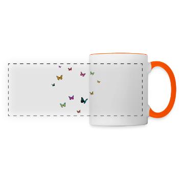 Lisa - Girl Name with Colorful Butterflies - Panoramic Mug - white/orange - Front