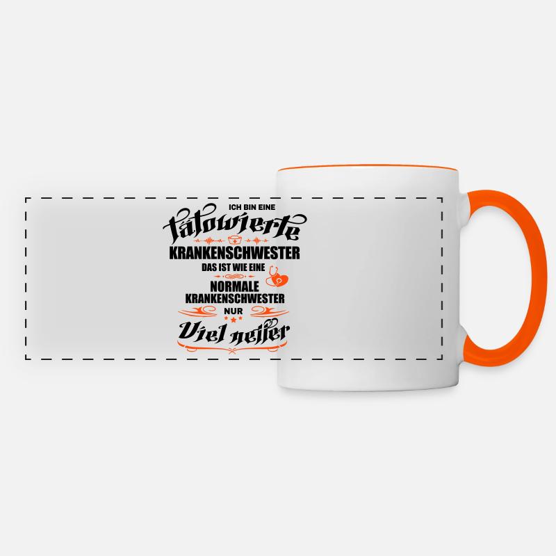 Tätowierte Krankenschwester. Krankenpflege - Panoramatasse - Weiß/Orange
