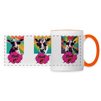 Mug - Pop Art Cow Print - Moot Ye! - Panoramic Mug - white/orange - Front