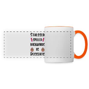 Accentué à l’envers, c’est des desserts - Mug panoramique contrasté et blanc - blanc/orange - Devant