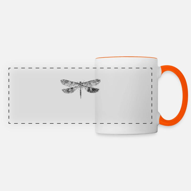 Libellule - Mug panoramique contrasté et blanc - blanc/orange