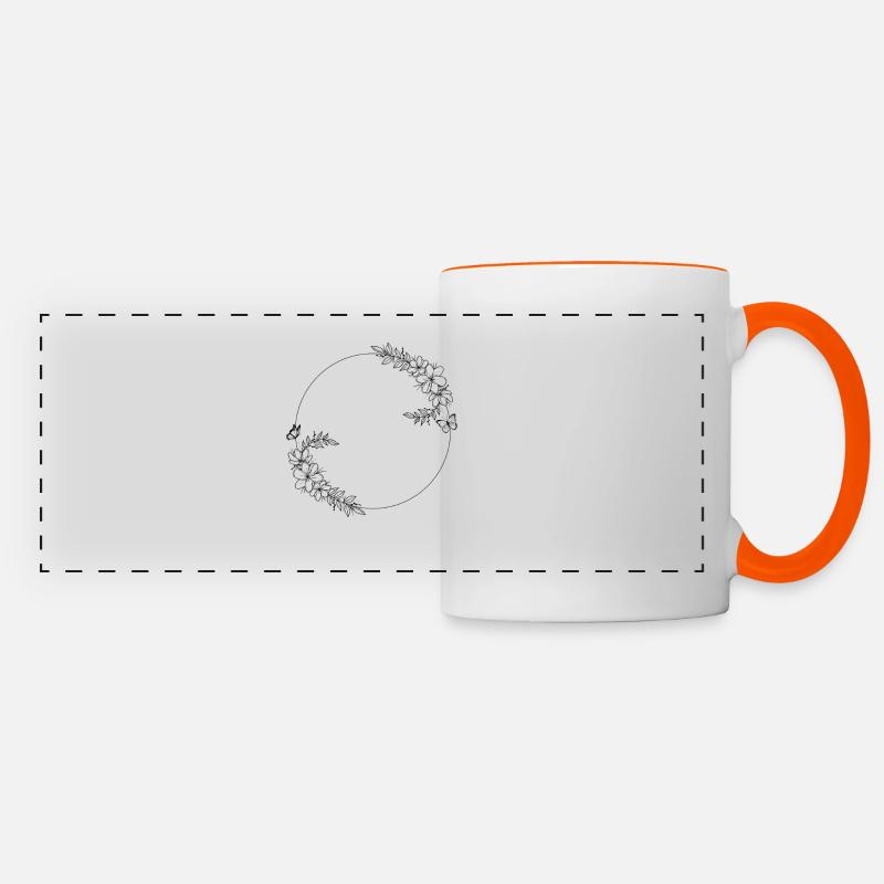Frame flower - Panoramic Mug - white/orange